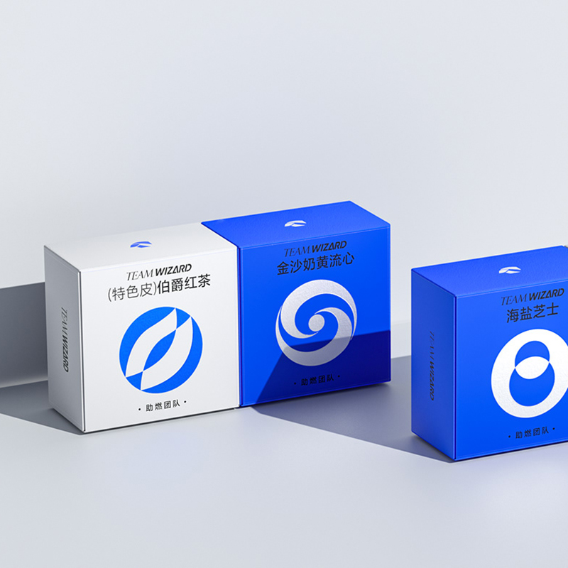 鮮明藍(lán)白色月餅包裝盒
